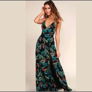 Lulus Birds of Paradise long teal Maxi dress